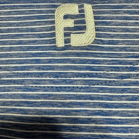 FOOTJOY Lisle Blue & White Micro Striped Mens Golf Polo Shirt Stretchy size XL - Picture 7 of 9
